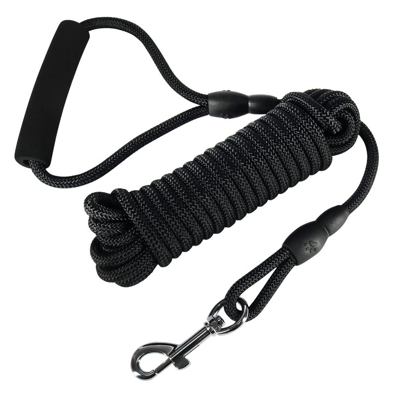 Vivifying Floating Long Dog Leash, 20ft Dog Training Leash, Check Cord Rope Lead with Comfortable Handle for Outside, Hiking, Swimming, Beach and Lake (Black) - Image 1